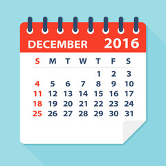 December 2016 calendar - Illustration