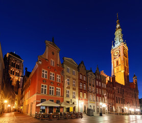 Obraz premium City hall of Gdansk at evening. Poland