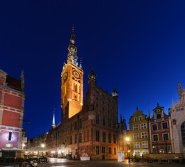 Fototapeta na wymiar City hall of Gdansk at morning. Poland