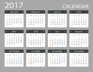 2017 flat calendar - Illustration