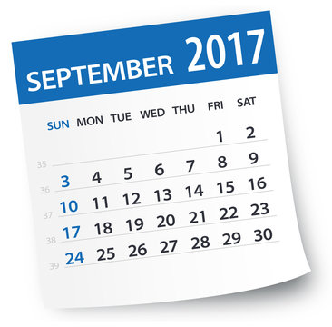 September 2017 calendar leaf - Illustration