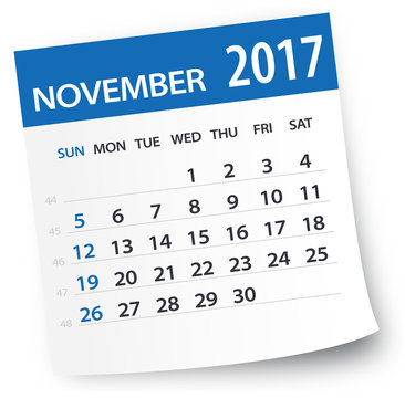 November 2017 calendar leaf - Illustration