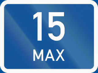 Road sign used in the African country of Botswana - Maximum number of spaces in a parking reservation