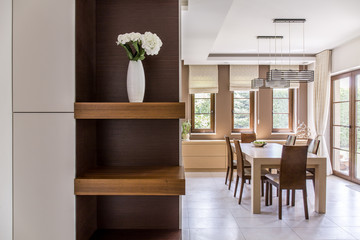 Elegant decor of a dining room in Italian style