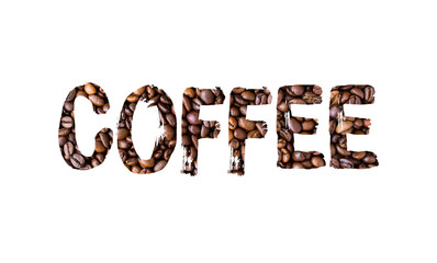 Coffee word concept on white background