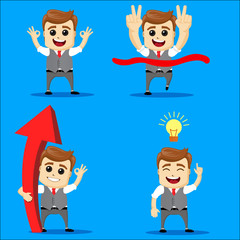 Set of businessman. Vector cartoon illustration -  . Running happy manager character.     in various poses.