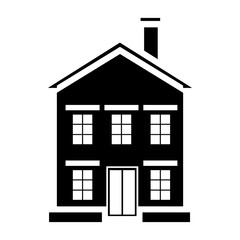 Cute little house with chimney icon in simple style isolated on white background