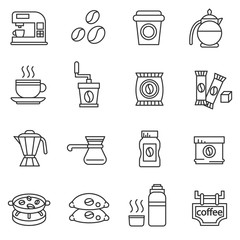 coffee icons set. Thin line design