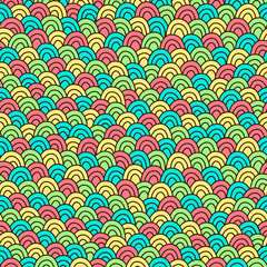 Simple doodle abstract pattern. Seamless colorful background. Vector illustration.