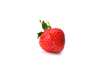 Fresh strawberries were placed on a white background