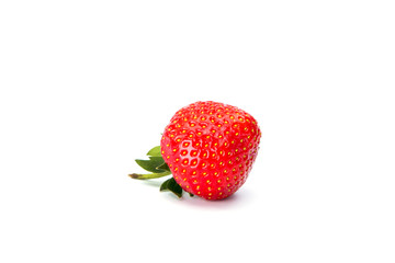 Fresh strawberries were placed on a white background