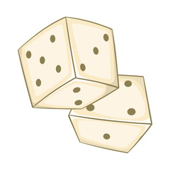 Dice icon in cartoon style isolated on white background. Game symbol
