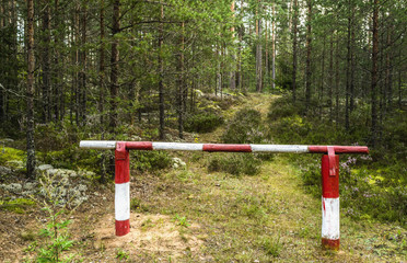 Fototapeta premium Barrier on timber road