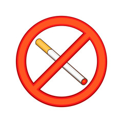 Smoking is prohibited icon in cartoon style isolated on white background. Sign symbol