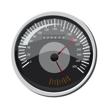 Grey speedometer icon in cartoon style isolated on white background. Speed measurement symbol