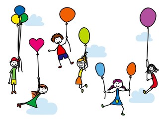 Kinder mit Luftballons