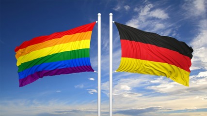 3d rendering gay flag with Germany flag