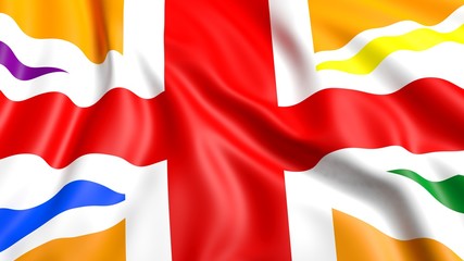 3d rendering waving UK  flag with rainbow colors