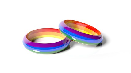 3d rendering two rings in rainbow colors