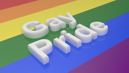 3d rendering words gay pride on gay flag background