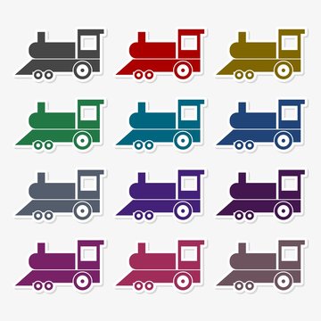 Vector set of different train illustrations or symbols
