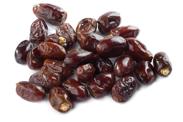 Dates isolated on white background. Dried dates fruit.