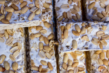 Pieces of sliced delicious nougat