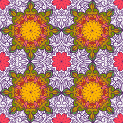 Seamless decorative pattern. Ornament with mosaic elements