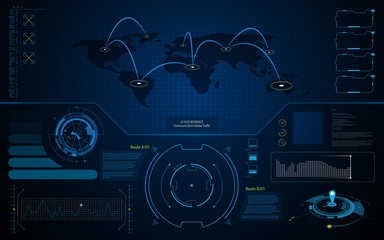 abstract UI HUD interface screen global communication technology concept template background