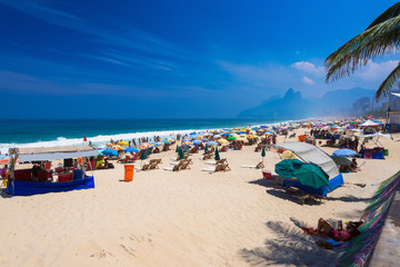 Ipanema and Leblon beach and mountain Dois Irmao (Two Brother) in Rio de Janeiro, Brazil