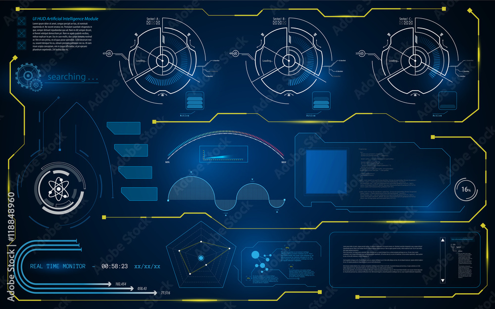 Poster abstract hud interface ui smart intelligence computer monitor template background