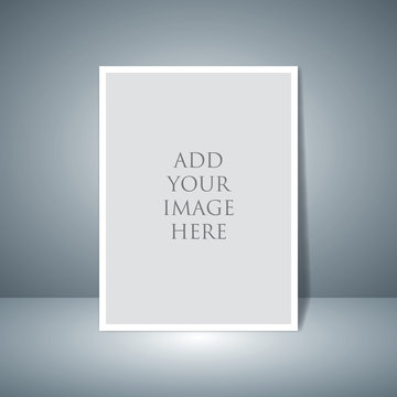 Vector paper frame mockup hanging with paper clip