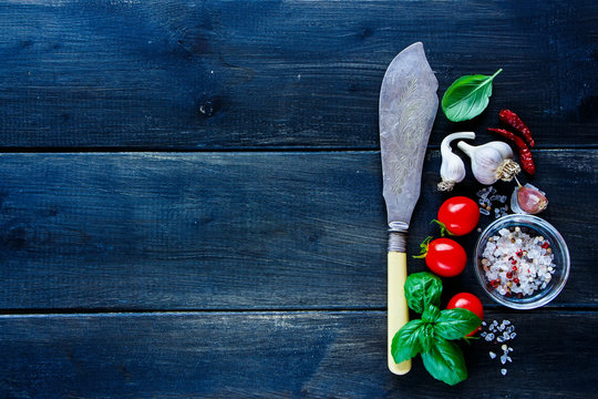 Fresh vegetables and seasoning