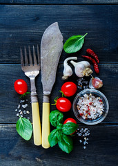 Fresh vegetables and seasoning