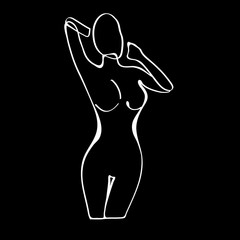 Beautiful black and white nude woman silhouette