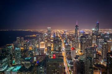 Fotobehang Chicago skyline at night © albertczyzewski