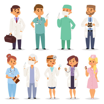 Different doctors charactsers vector set.