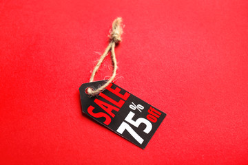 Sale label on color background