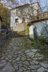 Stone street and old house in village of Potamia, Thassos island,  East Macedonia and Thrace, Greece