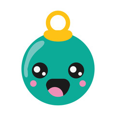 flat design kawaii christmas tree ball icon vector illustration