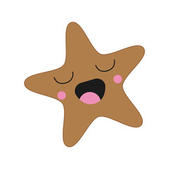 flat design kawaii gingerbread cookie icon vector illustration
