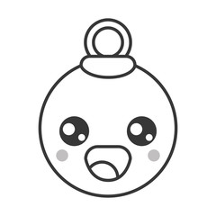 flat design kawaii christmas tree ball icon vector illustration