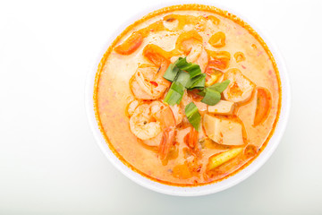 Hot and sour soup and shrimp in condensed water (Tom Yum Kung)