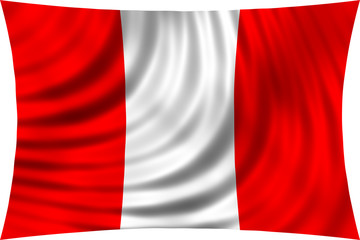 Flag of Peru waving in wind isolated on white