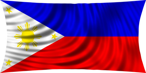 Flag of Philippines waving in wind isolated on white