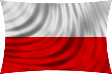 Flag of Poland waving in wind isolated on white