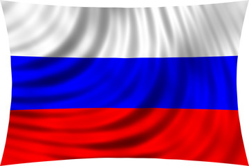 Flag of Russia waving in wind isolated on white