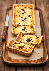 Chanterelle mushroom, cheese and thyme quiche