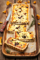 Chanterelle mushroom, cheese and thyme quiche
