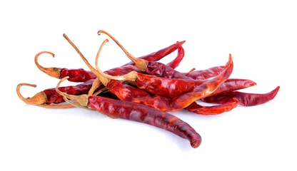 Gardinen Chilischoten dried chilli on white background  © kitsananan Kuna